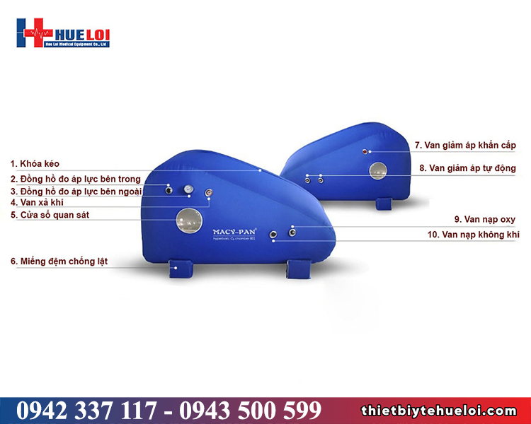 buồng oxy cao áp xách tay nhỏ gọn