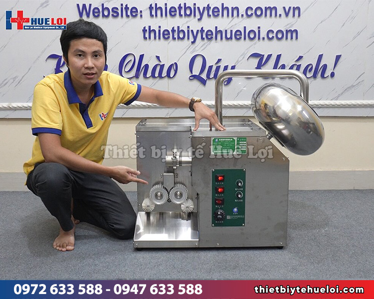 máy làm viên hoàn kèm chức năng sấy khô đánh bóng