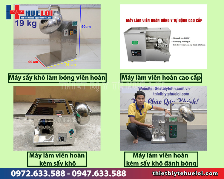 máy làm viên hoàn, sấy và đánh bóng viên